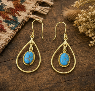 Golden Hills Turquoise Gold Teardrop Earrings