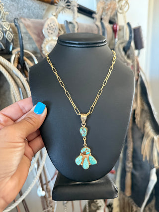 Genuine Number 8 Turquoise Gold Pendant and chain