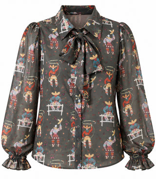 Olive Roping Cowgirl Blouse