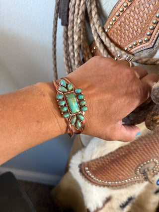 Genuine Kingman Turquoise Copper Cuff Bracelet