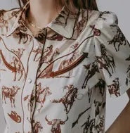 Cowboys and Indians Pearl Snap Puff sleeve