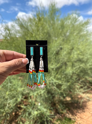 Post beaded dangle earrings
