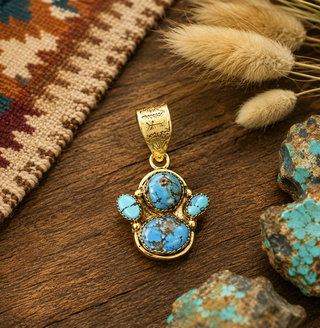 Genuine Golden Hills Turquoise Gold-Plated Pendant