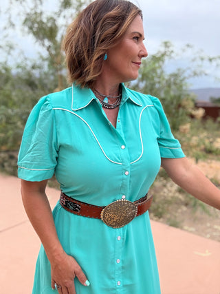 Desert Turquoise Pearl Snap Dress