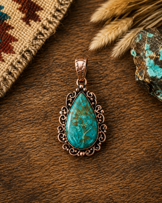 Genuine Royston Turquoise Copper Pendant