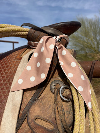 V Mocha Polka Dot Vintage Twilly