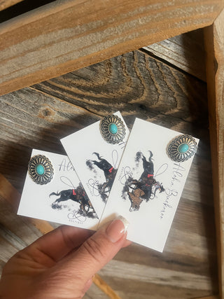 Concho with small faux turquoise Hat Pins