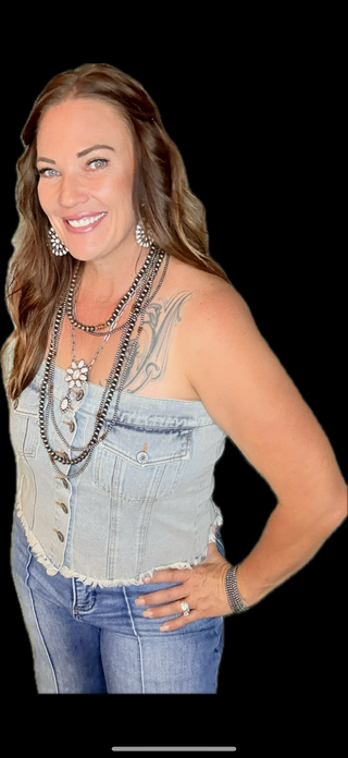 Denim sleeveless top