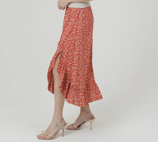Rust Ruffle Skirt