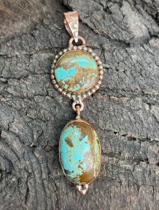 Genuine Number 8 Turquoise Copper Drop Pendant
