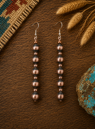 Handcrafted Copper Pearl Dangle Earrings