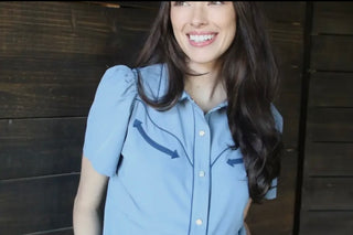 Spring Blue Pearl Snap short sleeve shirt