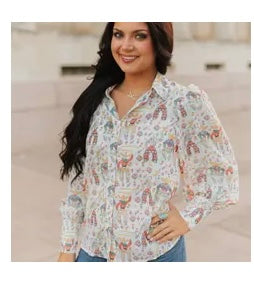 Roping Cowboy Blouse