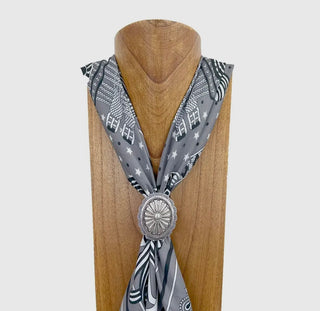 Oval Silver Metal Flower
Concho Wild Rag Slide