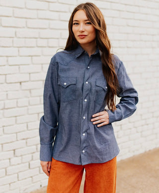 Dark Chambray pearl snap