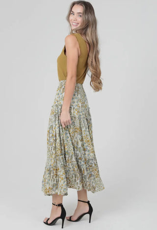 Wild Sage Tiered Maxi Skirt