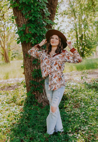 Retro Buckaroo Pearl Snap Long Sleeve Blouse