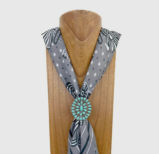 Silver
Metal with Blue Turquoise
Stone Wild Rag Slide