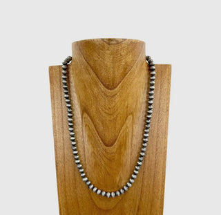 22 Inches 8mm Silver Navajo Pearl Bead Necklace
