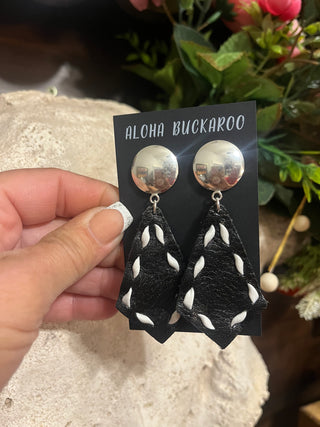 Exclusive Authentic Collection ~Black leather with white buckstitch with a gorgeous Sterling Silver conchos