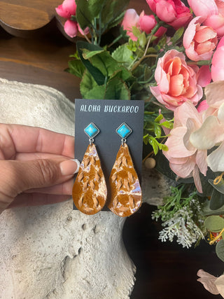 MD BR w/ CR Buckstitch faux diamond turquoise