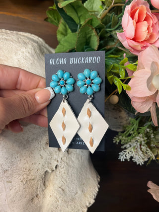 CR w/ BR buckstitch with flowered faux turquoise