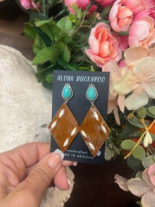Exclusive Authentic Collection Turquoise diamond shaped leather
