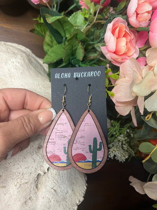 Wooden Cactus Earrings