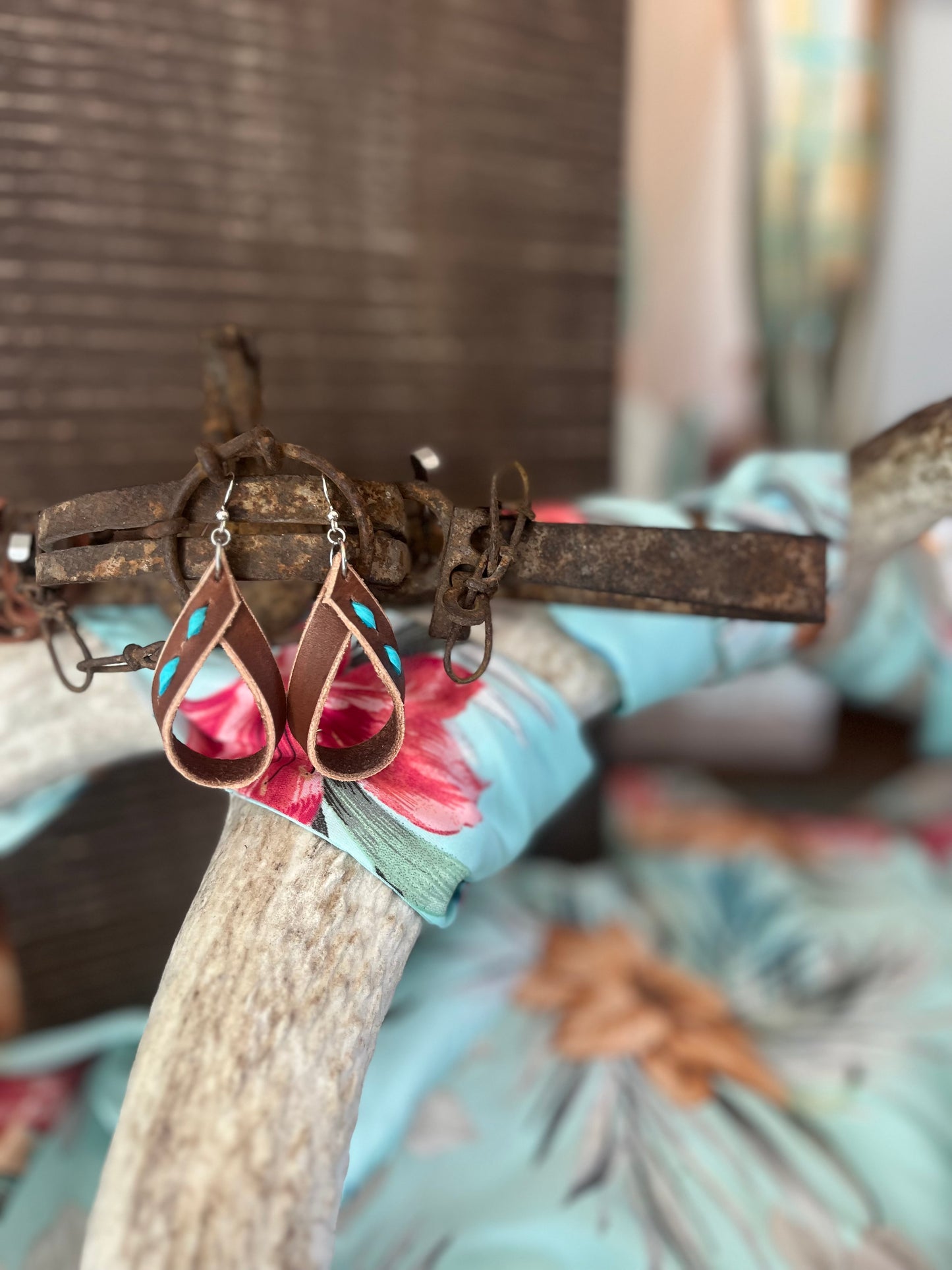 Wickenburg Buckstitch Leather earrings