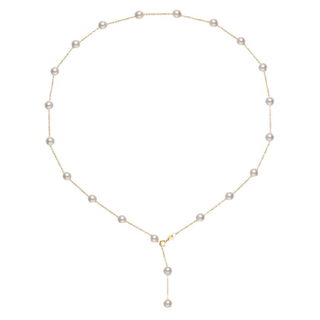 Minimalist Pearl Station Necklace Gold