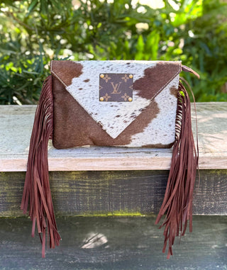 Upcycled LV Cowhide Leather Crossbody Bag Western Rodeo