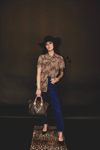 Leopard pearl snap