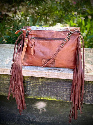 Upcycled LV Cowhide Leather Crossbody Bag Western Rodeo
