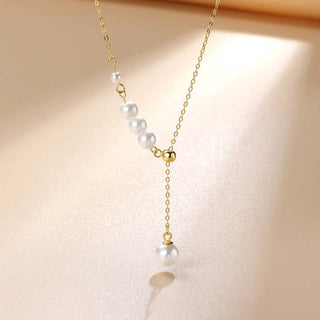 Simple Pearl Pendant Necklace Silver